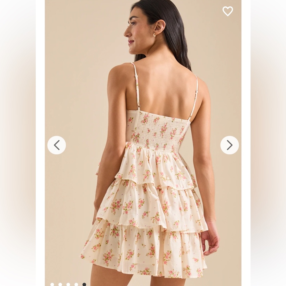 Blu Pepper Cream Floral Tiered Corset Style Mini Dress NWT - Picture 4 of 12